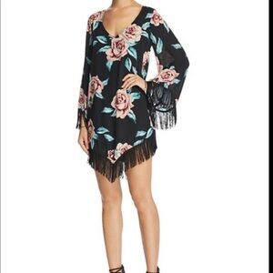 Show Me Your Mumu floral print with fringe Flower Hour dress Size XS